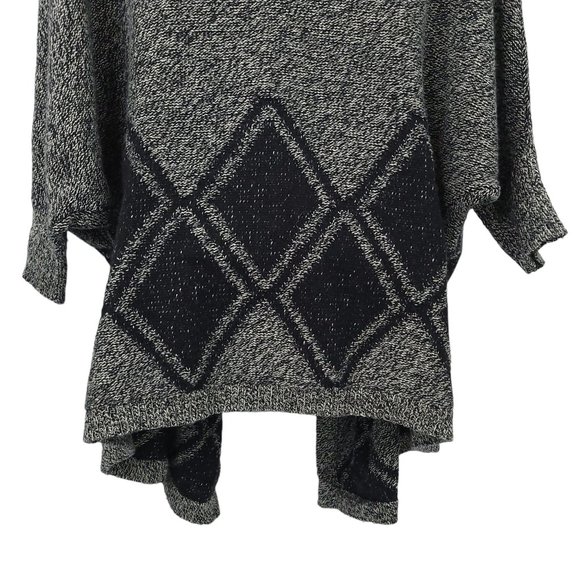 Madewell Open Front Draped Cardigan Sweater Womens Size XS/S Gray Black Argyle - Picture 10 of 12